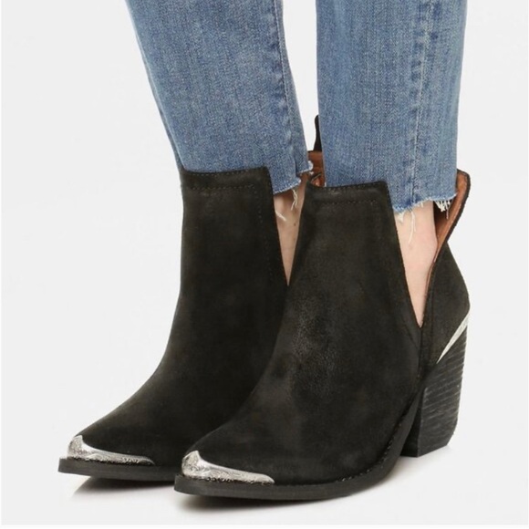 Jeffrey Campbell Black Snake Print Silver Buckle Ankle Boho Booties 7.5 - Picture 7 of 8